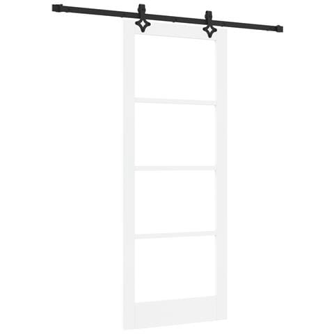 "Set di Porte Scorrevoli  con Set Hardware ""ORKDAL"" Bianco in Legno Massello e Vetro, Porta Interna  con Vetro ""ORKDAL"" Bianco 83x211x4 cm" - Foto 1