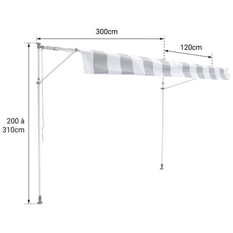 Tenda Da Balcone Chene 3 × 1,2 M - Tessuto Beige E Struttura Grigia - Foto 2