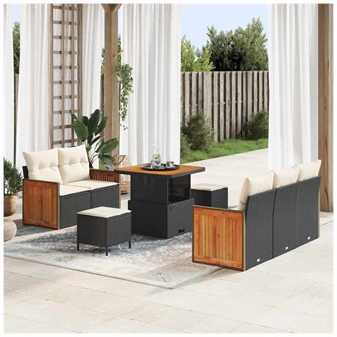 Set Divano da Giardino con cuscino 8 pcs Nero Poly Rattan - Foto 2