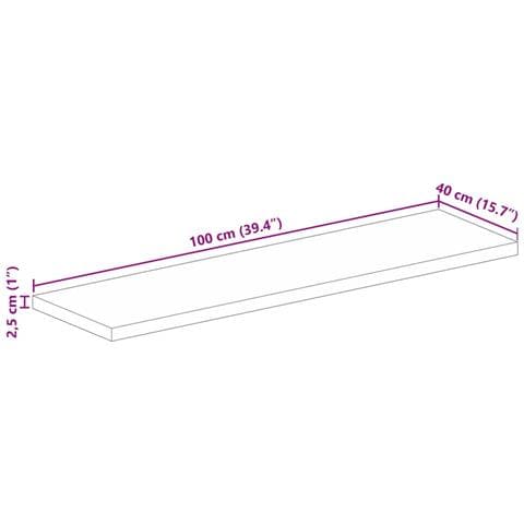 Piano per Tavolo 100x40x2,5cm Rettangolare Legno Massello Mango - Foto 9