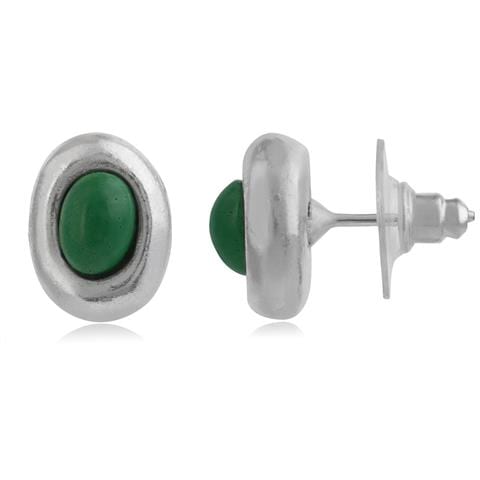 Orecchino ""base"" Placcato In Resina Argento-smeraldo - Foto 1
