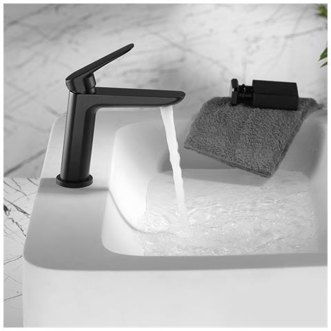 Imex Miscelatore Lavabo Monocomando Corpo In Ottone E Zama Nero Opaco Cartuccia Ceramica Ø25mm Aeratore Ultrasottile Tubi Flessibili 3-8 Inclusi Serie Belgica - Modello Imex-bdz044-1ng - Foto 3