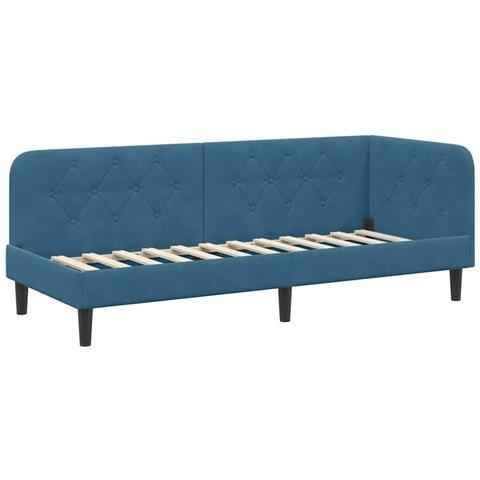 Cornice del letto ad angolo Blu 80 x 200 cm Velluto - Foto 1