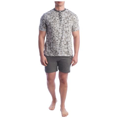 Pigiama Estivo Da Uomo In Cotone A Maniche Corte Kl30000 - Foto 1