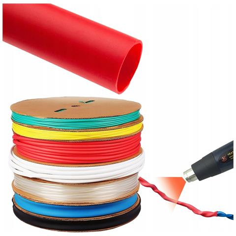 Tubo Termorestringente Rosso 100mm 1m - Flessibile E Autoestinguente | Riduzione 2:1, Resistente Uv, Impermeabile | Elettronica, Telecomunicazioni, Automotive - Foto 1