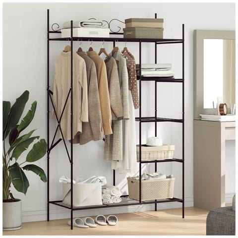 Armadio Aperto con lo scaffale Nero 104,5 x 45 x 172 cm Acciaio - Foto 2