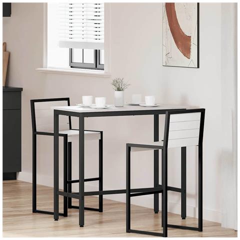 tavolo Bianco 100 x 50 x 91 cm Legno ingegnerizzato e acciaio - Foto 2