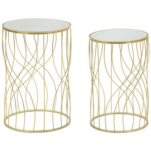 Set Di Tavolini Vkh545-oro-metallo-38x38x55 Cm - Foto 1