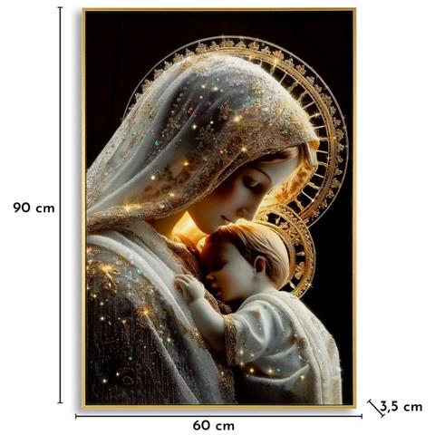 Stampa Su Tela Laccata Maternity Madonna Con Bambino In Oro Con Cornice Dorata - Foto 7