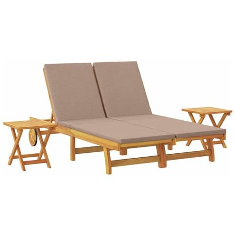 Lettino da sole con cuscino Talpa Legno di Acacia Massello - Foto 1