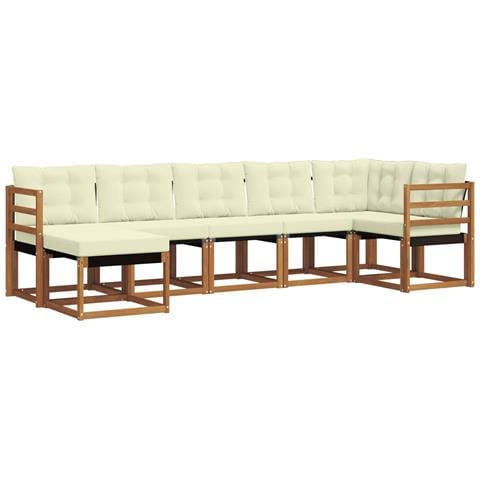 Set di divani da esterno con cuscino 7 pcs Naturale e Crema - Foto 1
