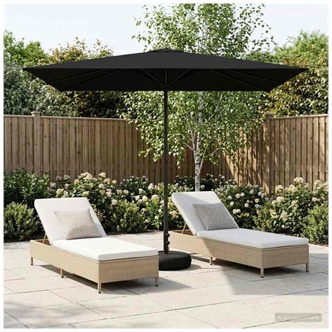 Ombrello da giardino 200 x 300 cm Poliestere Rettangolare Nero - Foto 2