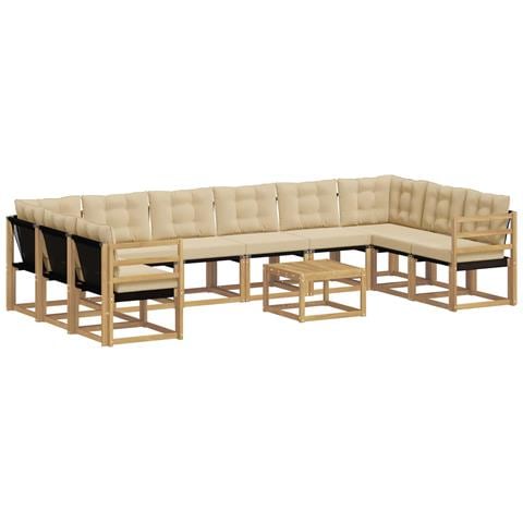 Set di divani da esterno con cuscino 11 pcs Bianco e Beige - Foto 1