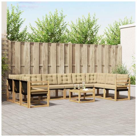Set di divani da esterno con cuscino 11 pcs Bianco e Beige - Foto 2