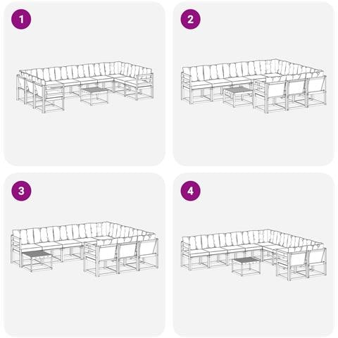 Set di divani da esterno con cuscino 11 pcs Bianco e Beige - Foto 9