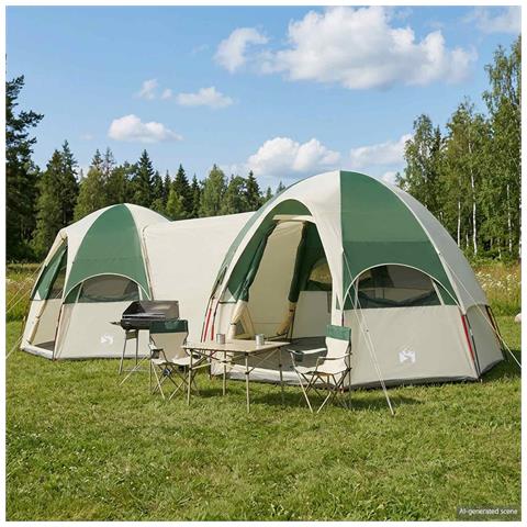 Tenda familiare con telo da pioggia resistente all'acqua Verde - Foto 2