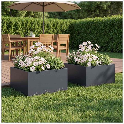 Vaso da giardino 2 pz Antracite 40 x 40 x 30 cm - Foto 2