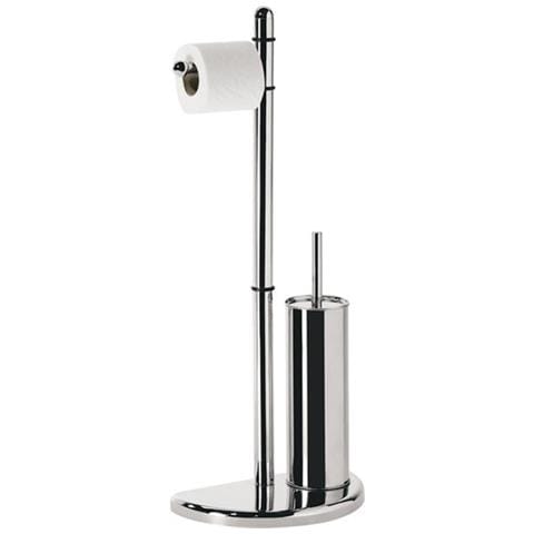 Piantana Combinata 2 Funzioni Portascopino E Portarotolo, Colore Cromo - Foto 2