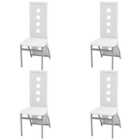 Sedie Sala Da Pranzo 4 Pz In Pelle Sintetica Bianca - Foto 1