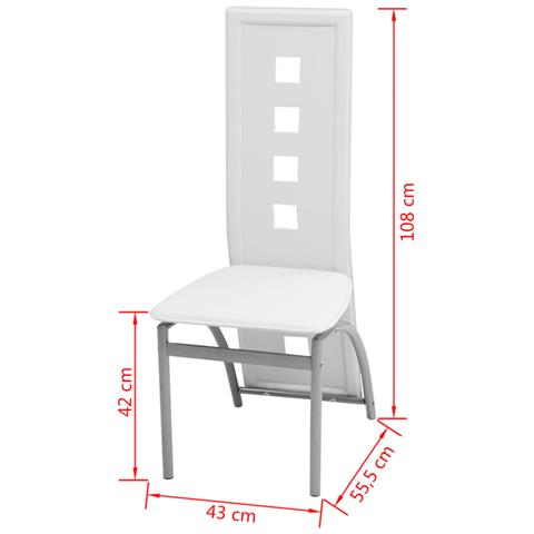 Sedie Sala Da Pranzo 4 Pz In Pelle Sintetica Bianca - Foto 4