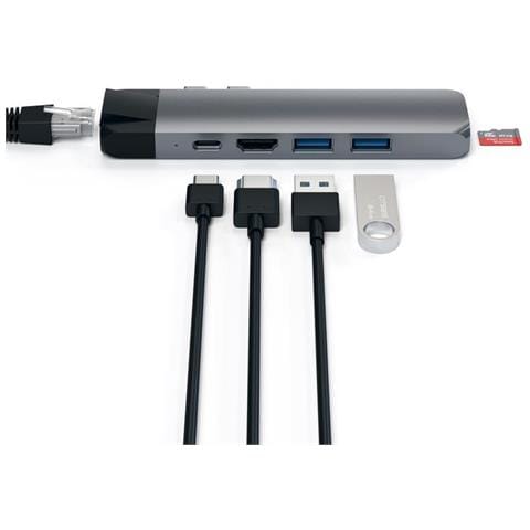 PRO Hub Adattatore Tipo-C in Alluminio con Ethernet - Uscita Video 4K HDMI, USB-C PD, Gigabit Ethernet, Porte USB 3.0 e Slot Scheda Micro SD - Foto 6