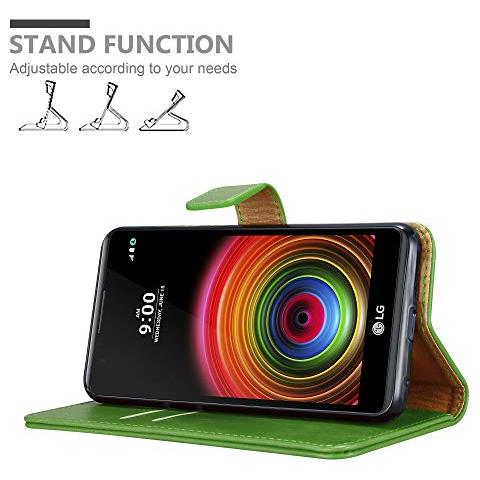 Custodia Compatibile Con Lg X Power In Verde Erbe - Coperchio Protettiva Con Chiusura Magnetica, Funzione Stand E Tasca Per Le Carte - Foto 2