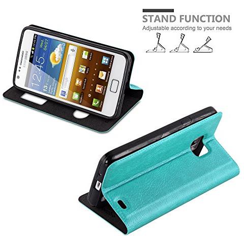 Custodia Compatibile Con Samsung Galaxy S2 / S2 Plus In Turchese Menta - Coperchio Protettivo Con Chiusura Magnetica, Funzione Stand E 2 Finestre Di Visualizzazione - Foto 2
