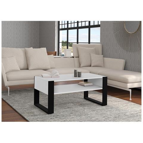 Nuka F - Tavolino Da Caffè Con Mensola, 110 X 60 Cm, Colore: Bianco - Foto 2