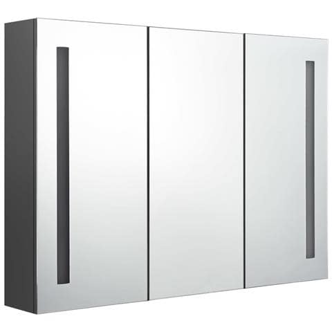 Armadietto Bagno con Specchio e LED 89x14x62 cm Grigio - Foto 1