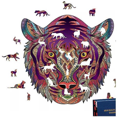 Puzzle a forma di gatto,Puzzle in legno colorato da 135 pezzi,Puzzles In Legno Decorativi,Puzzle di forma irregolare per adulti bambini,Puzzle creativo con animali,Regalo per gli amanti dei gatti