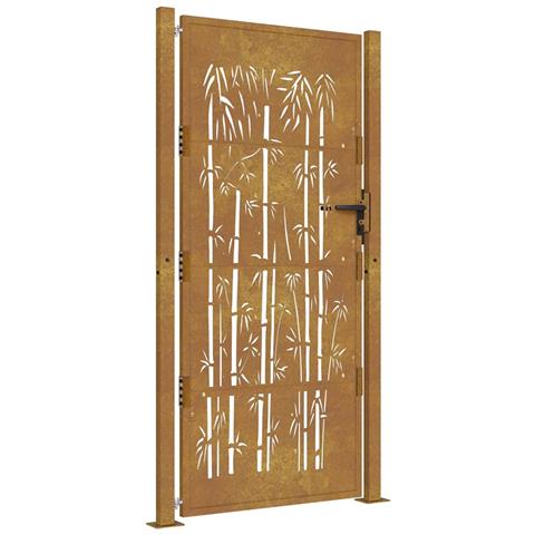 Cancello Da Giardino 105x205 Cm In Acciaio Corten Design Bambù - Foto 1