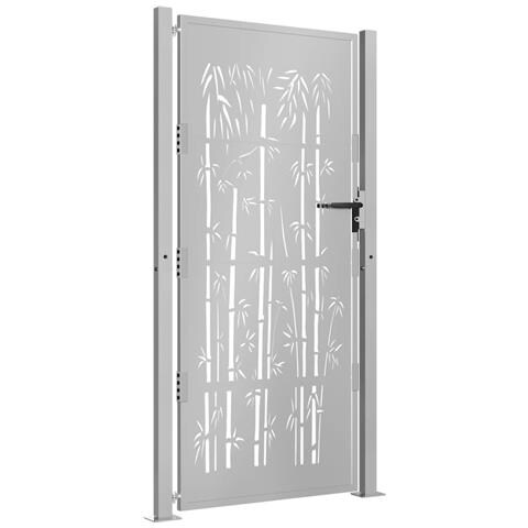 Cancello Da Giardino 105x205 Cm In Acciaio Corten Design Bambù - Foto 2