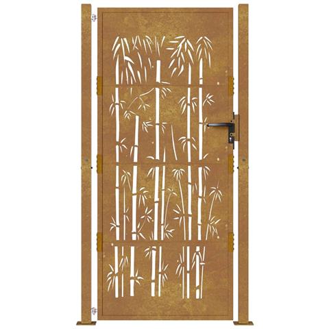 Cancello Da Giardino 105x205 Cm In Acciaio Corten Design Bambù - Foto 8
