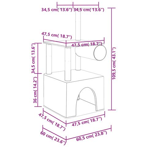 Albero Per Gatti Con Tiragraffi In Sisal Crema 109,5 Cm - Foto 4