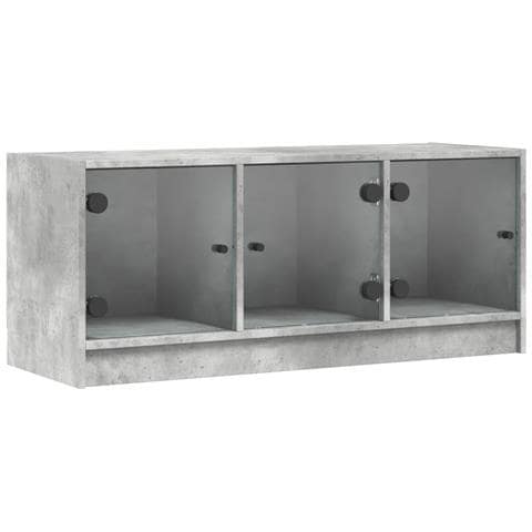 Mobile Porta Tv Con Ante In Vetro Grigio Cemento 102x37x42 Cm - Foto 1