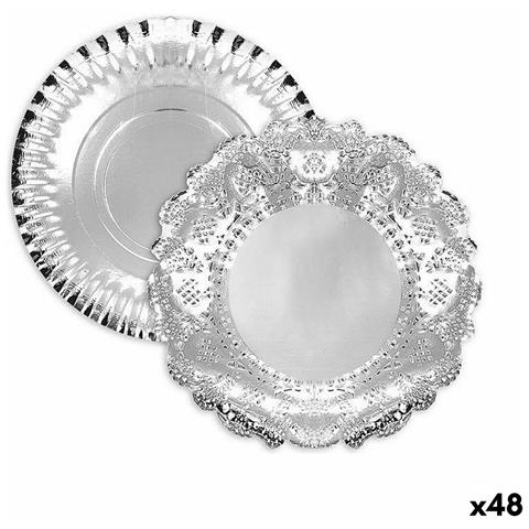 Vassoio Per Aperitivi Algon Rotonda Argentato 35 X 35 X 2 Cm (48 Unità) - Foto 1