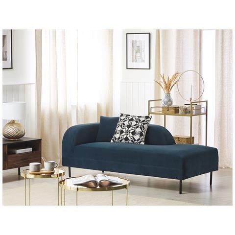 Chaise Longue Versione Sinistra Le Crau Velluto Blu Scuro - Foto 1