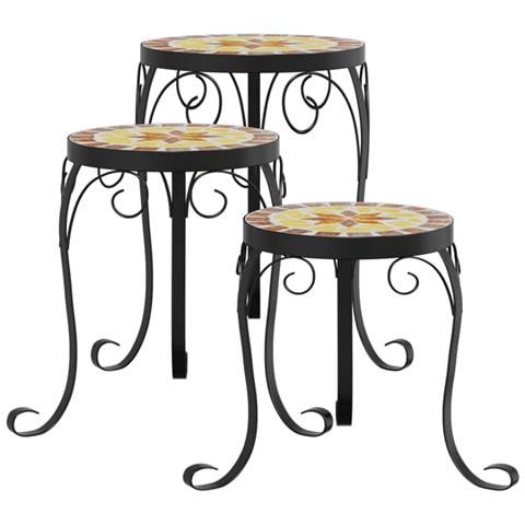 Supporti Per Piante 3 Pz Terracotta E Bianco In Ceramica - Foto 2