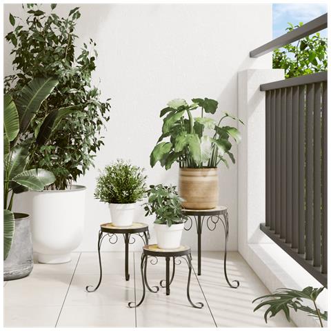 Supporti Per Piante 3 Pz Terracotta E Bianco In Ceramica - Foto 3