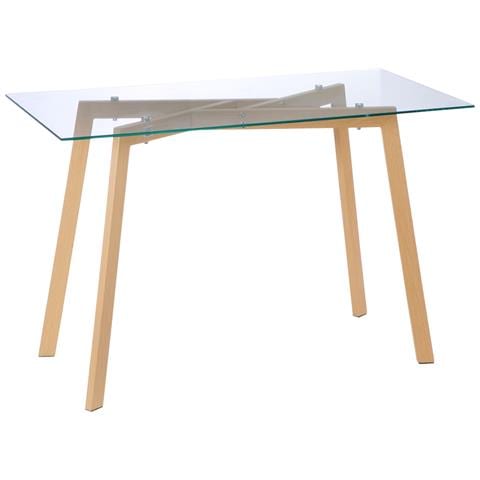 Tavolo Da Pranzo Rettangolare Per 4 Persone Max, In Acciaio Con Piano In Vetro Temperato, 120x60x76 Cm - Foto 1