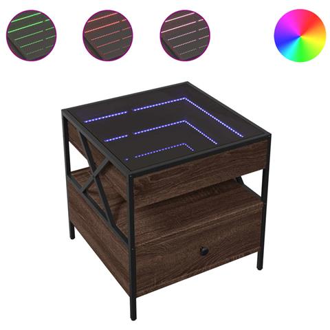 Tavolino Da Salotto Con Led Infinity Rovere Marrone 50x50x51 Cm - Foto 2