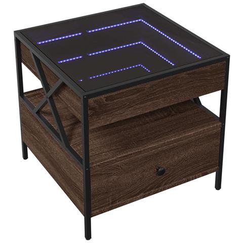 Tavolino Da Salotto Con Led Infinity Rovere Marrone 50x50x51 Cm - Foto 3