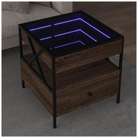 Tavolino Da Salotto Con Led Infinity Rovere Marrone 50x50x51 Cm - Foto 1