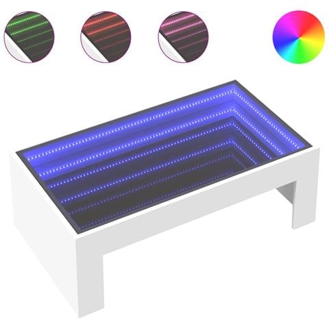 Tavolino Da Salotto Con Led Infinity Bianco 90x50x30 Cm - Foto 2