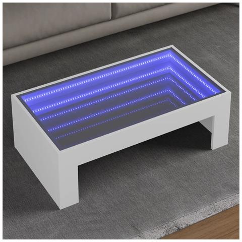 Tavolino Da Salotto Con Led Infinity Bianco 90x50x30 Cm - Foto 1
