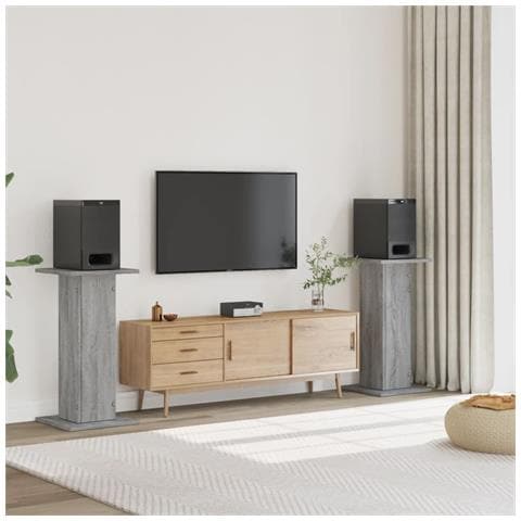 Supporti Altoparlanti 2 Pz Grigio 30x30x80 Cm In Multistrato - Foto 1