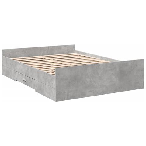 Giroletto Cassetti Grigio Cemento 135x190 Cm Legno Multistrato - Foto 3