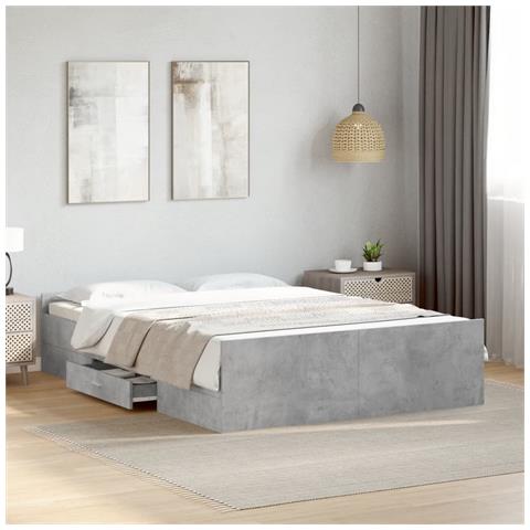 Giroletto Cassetti Grigio Cemento 135x190 Cm Legno Multistrato - Foto 1
