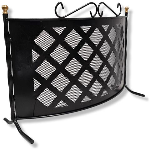 Parascintille Grata Curvo In Ferro Battuto Decorato Per Camino - Foto 1