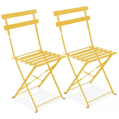 Set Di 2 Sedie Pieghevoli In Acciaio Giallo - Foto 1